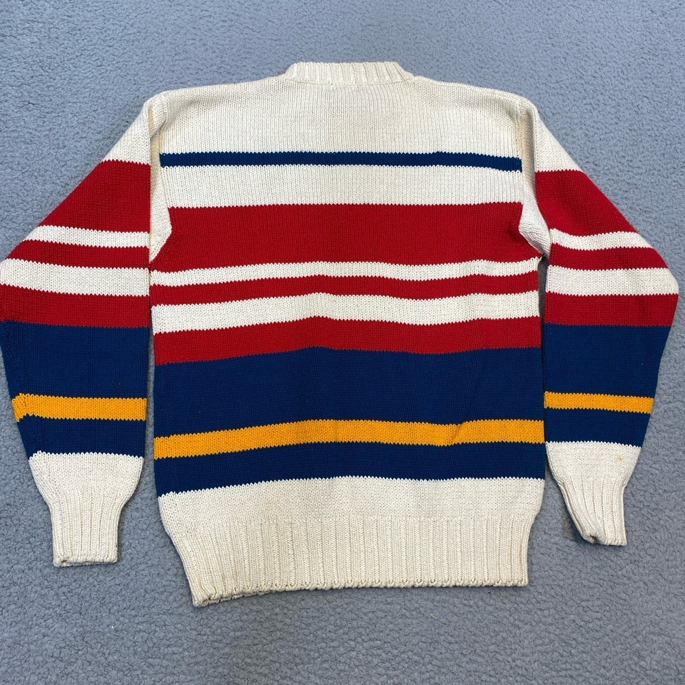 Vintage Izod Sweater Mens XL Multicolor Striped Heavy Chunky Golf Outdoor
